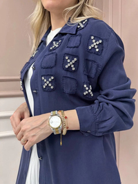 Magazin 7250 Lacivert Taşlı Tensel Tunik