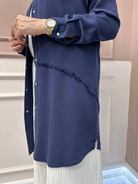 Magazin 7295 Lacivert Çıtçıtlı Tensel Tunik