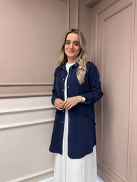Magazin 7295 Lacivert Çıtçıtlı Tensel Tunik