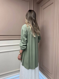 Magazin 7297 Yeşil Yanı Detaylı Tensel Tunik