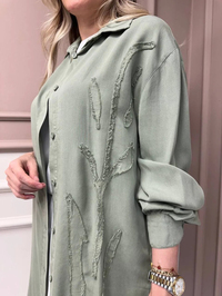 Magazin 7297 Yeşil Yanı Detaylı Tensel Tunik