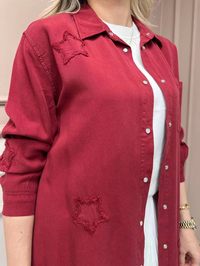 Magazin 7343 Bordo Yıldız Detaylı Tensel Tunik