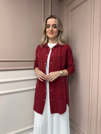 Magazin 7343 Bordo Yıldız Detaylı Tensel Tunik