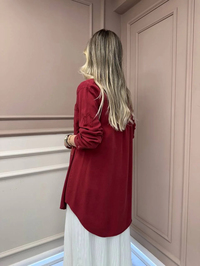 Magazin 7343 Bordo Yıldız Detaylı Tensel Tunik