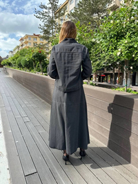 Magazin 7358 Gri Kot Etekli Takım