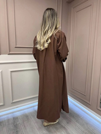 Magazin 7390 Kahve Keten Uzun Tunik