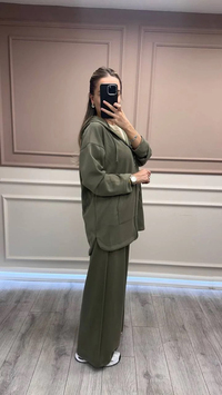 Magazin 7399 Haki Modal Önü Fermuarlı Takım