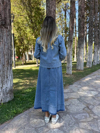 Magazin 7400 Açık Mavi Kot Etekli Takım