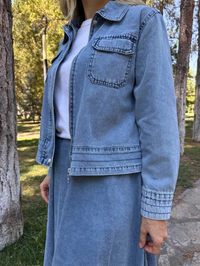 Magazin 7400 Açık Mavi Kot Etekli Takım
