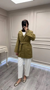 Magazin 7507 Yeşil Ara Boy Trenç