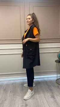 Magazin 8159 Siyah Cepli Sıfır Kol Yelek