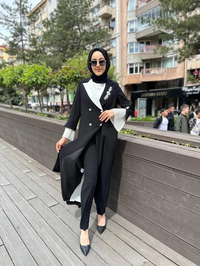 Matex 24Y01147075 Siyah Uzun Ceket Pantolon Takım