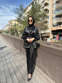 Matex 24Y01167161 Siyah Organze Ceket Pantolon Takım