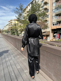 Matex 24Y01167161 Siyah Organze Ceket Pantolon Takım