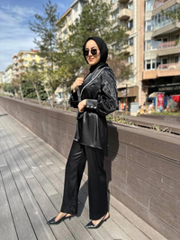 Matex 24Y01167161 Siyah Organze Ceket Pantolon Takım