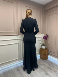 Matex 24Y01167550 Siyah Fırfır Detaylı Abiye