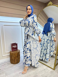 Matex 24Y01167633 Saks Saten Desenli Elbise