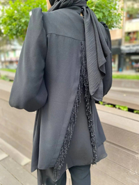 Matex 24Y01787076 Siyah Yakası Taşlı Pantolonlu Takım