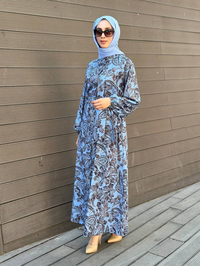 Merwish MRW1803 Bebe Mavi Lady Krep Elbise