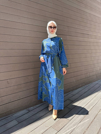 Merwish MRW1803 Lacivert Lady Krep Elbise