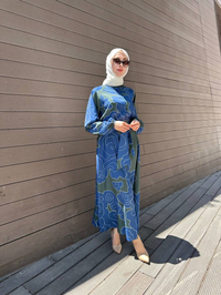 Merwish MRW1803 Lacivert Lady Krep Elbise