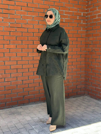Miss Dalida 2267251 Haki Beli Lastikli Bol Paça Keten Pantolon