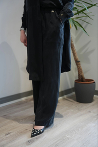 Miss Dalida T26Y-7003 Siyah Bol Paça Basic Cupro Pantolon