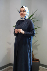 Miss Dalida T26Y-9000 Lacivert Triko Detaylı V Yaka Cupro Kap