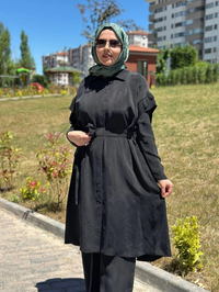 Miss Dalida T26Y8007 Siyah Kol Detaylı Cupro Kap