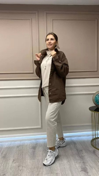Missemramiss C3611 Kahve Bileği Taşlı Kot Ceket