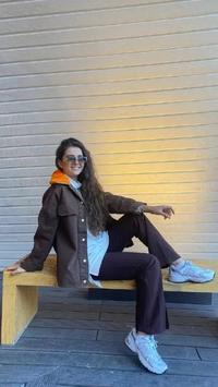 Missemramiss C3612 Kahverengi Yaka Kürklü Denim Ceket