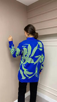 Missemramiss C3613 Saks-Neon Çelik Örme Hırka
