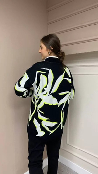 Missemramiss C3613 Siyah-Beyaz Çelik Örme Hırka