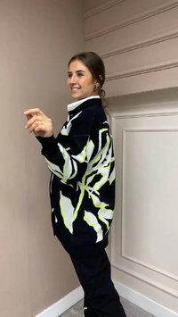 Missemramiss C3613 Siyah-Beyaz Çelik Örme Hırka