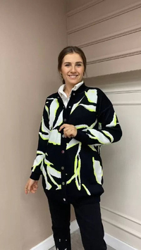Missemramiss C3613 Siyah-Beyaz Çelik Örme Hırka