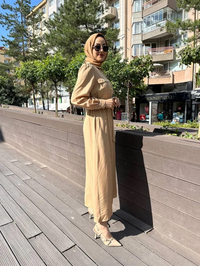 Missemramiss E4320 Camel Düğme Detaylı Elbise