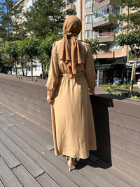 Missemramiss E4320 Camel Düğme Detaylı Elbise