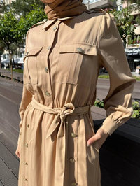 Missemramiss E4320 Camel Düğme Detaylı Elbise