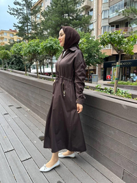 Missemramiss E4331 Kahve Koton Gömlek Elbise