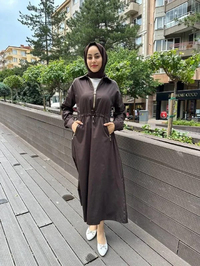 Missemramiss E4331 Kahve Koton Gömlek Elbise