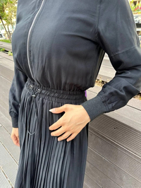Missemramiss E4332 Siyah Floş Pliseli Elbise