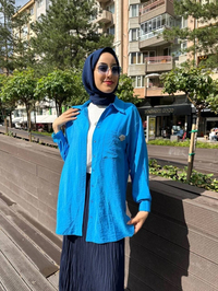 Missemramiss G4360 Mavi Basic Gömlek