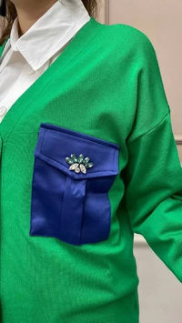 Missemramiss H3661 Benetton Saten Cep Detaylı Hırka