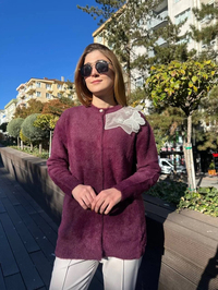Missemramiss H4576 Mürdüm Speciale Angora Hırka