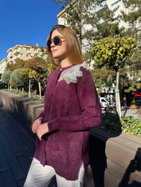 Missemramiss H4576 Mürdüm Speciale Angora Hırka