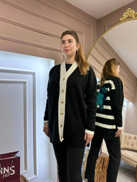 Missemramiss H4590 Siyah Modello Çizgili Triko Hırka