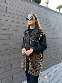 Missemramiss K4663 Kahverengi Kürklü Leopar Kap