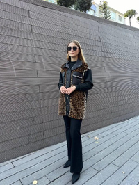 Missemramiss K4663 Kahverengi Kürklü Leopar Kap