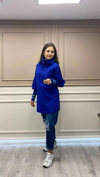 Missemramiss P3693 Lacivert Taş Detaylı Yırtık Mom Jean