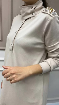 Missemramiss S3711 Bej Omzu Taşlı Sweat